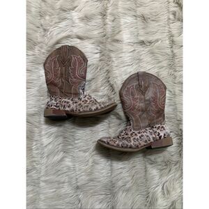 Roper Little Girls Leopard Pink Glitter Cowboy Boots Size 1